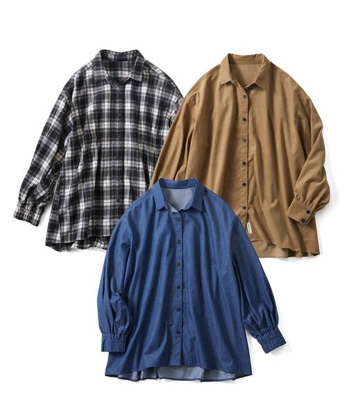 Live in comfort(リブインコンフォート)の「リブ イン コンフォート 今っぽいゆるっと感がおしゃれな オーバーサイズシャツ(シャツ/ブラウス・レディース・ベージュ/ブラック×ホワイト/ブルー・S/M/L/LL/4L/3L)」の7枚目の写真