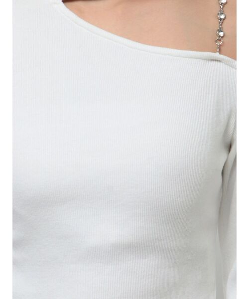 EVRIS(エヴリス)の「ショルダーチェーンショートトップス(Tシャツ/カットソー・レディース・ブラック/ホワイト/ブルー・FREE)」の18枚目の写真