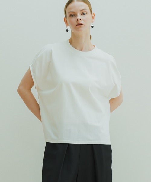 WHYTO.(ホワイト)の「「WHYTO. / ホワイト」 DROP FRENCH SLEEVES TEE(Tシャツ/カットソー・レディース・ブラック/グレイッシュベージュ/オフホワイト・36/38)」の12枚目の写真