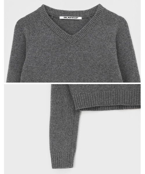 BLACKUP（ブラックアップ）の「[MADE] ステンヌVネックニット（ニット/セーター・レディース・ベージュ/ブラック/グレー・ONESIZE）」の5枚目の写真