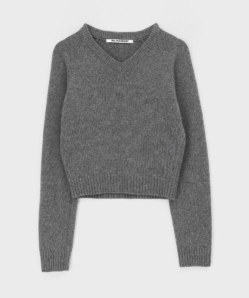 BLACKUP（ブラックアップ）の「[MADE] ステンヌVネックニット（ニット/セーター・レディース・ベージュ/ブラック/グレー・ONESIZE）」の7枚目の写真