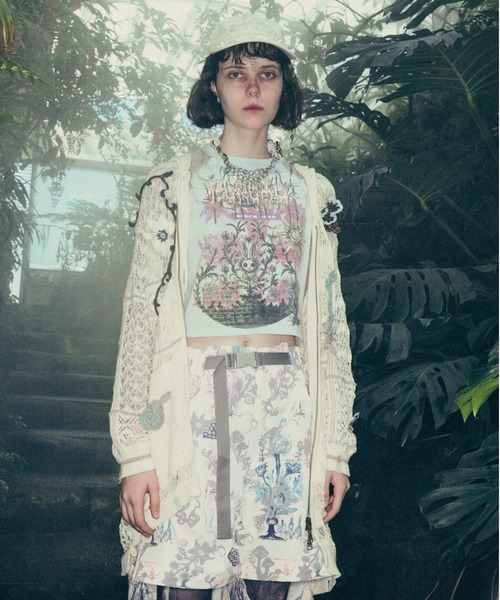 rurumu:(ルルムウ)の「rurumu:/ルルムウ/plants motif crochet hoodie(パーカー・レディース・アイボリー/ブラック/ラベンダー・FREE)」の4枚目の写真