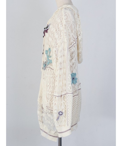 rurumu:(ルルムウ)の「rurumu:/ルルムウ/plants motif crochet hoodie(パーカー・レディース・アイボリー/ブラック/ラベンダー・FREE)」の8枚目の写真