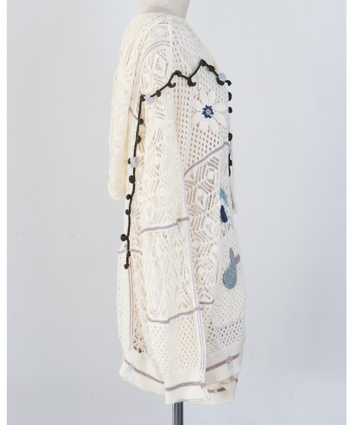 rurumu:(ルルムウ)の「rurumu:/ルルムウ/plants motif crochet hoodie(パーカー・レディース・アイボリー/ブラック/ラベンダー・FREE)」の9枚目の写真