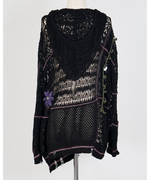 rurumu:(ルルムウ)の「rurumu:/ルルムウ/plants motif crochet hoodie(パーカー・レディース・アイボリー/ブラック/ラベンダー・FREE)」の11枚目の写真
