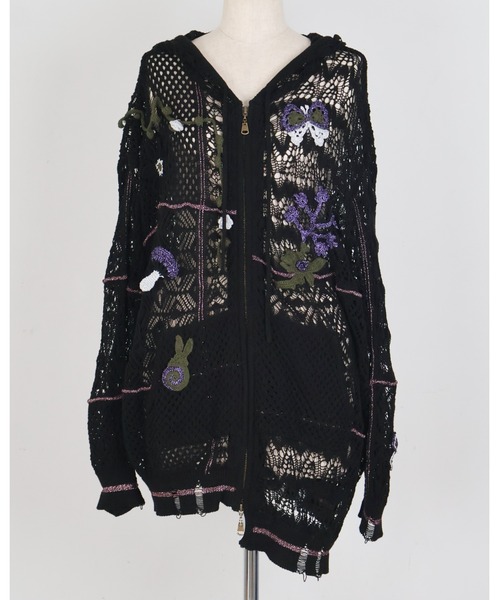 rurumu:(ルルムウ)の「rurumu:/ルルムウ/plants motif crochet hoodie(パーカー・レディース・アイボリー/ブラック/ラベンダー・FREE)」の13枚目の写真