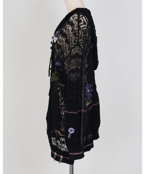 rurumu:(ルルムウ)の「rurumu:/ルルムウ/plants motif crochet hoodie(パーカー・レディース・アイボリー/ブラック/ラベンダー・FREE)」の14枚目の写真