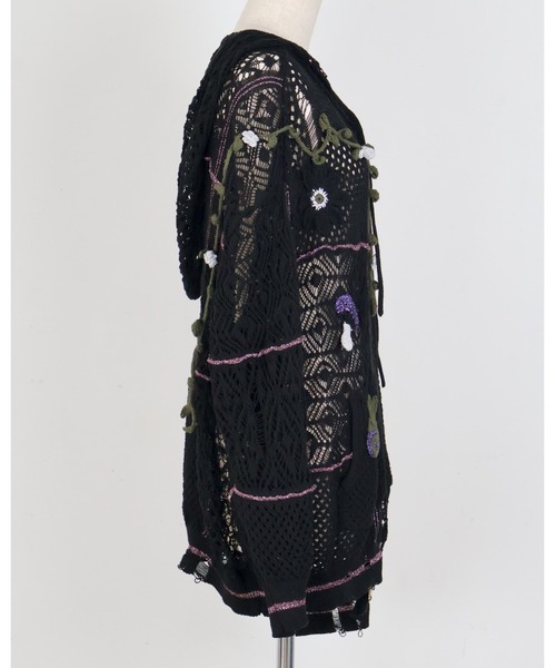 rurumu:(ルルムウ)の「rurumu:/ルルムウ/plants motif crochet hoodie(パーカー・レディース・アイボリー/ブラック/ラベンダー・FREE)」の15枚目の写真