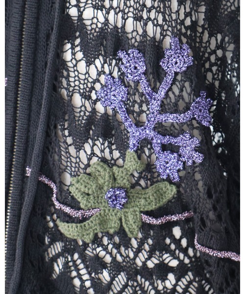 rurumu:(ルルムウ)の「rurumu:/ルルムウ/plants motif crochet hoodie(パーカー・レディース・アイボリー/ブラック/ラベンダー・FREE)」の17枚目の写真