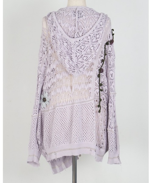 rurumu:(ルルムウ)の「rurumu:/ルルムウ/plants motif crochet hoodie(パーカー・レディース・アイボリー/ブラック/ラベンダー・FREE)」の18枚目の写真