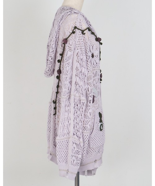 rurumu:(ルルムウ)の「rurumu:/ルルムウ/plants motif crochet hoodie(パーカー・レディース・アイボリー/ブラック/ラベンダー・FREE)」の20枚目の写真