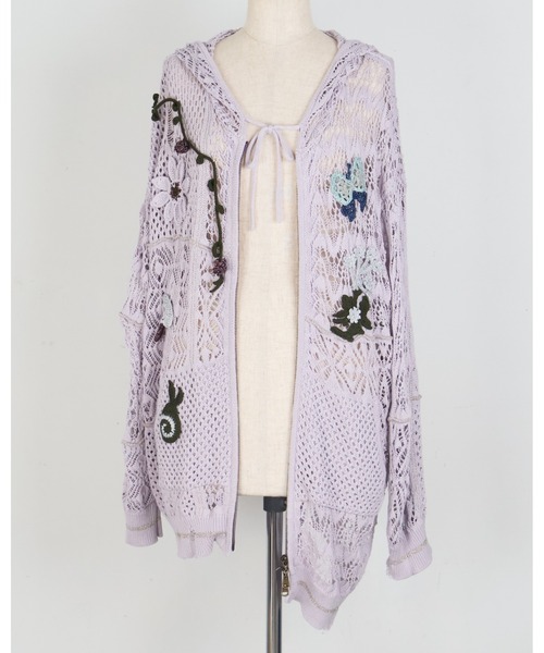 rurumu:(ルルムウ)の「rurumu:/ルルムウ/plants motif crochet hoodie(パーカー・レディース・アイボリー/ブラック/ラベンダー・FREE)」の22枚目の写真