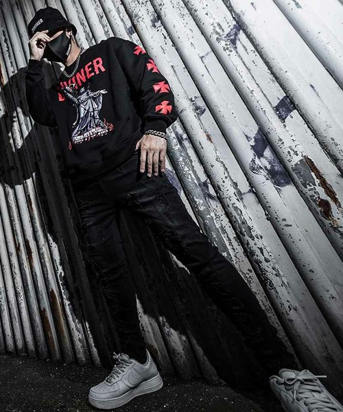 DIVINER（ディヴァイナー）の「Judgment　Sweat　Shirt （ブラック×レッド（Tシャツ/カットソー・メンズ・ブラック・M/L）」の9枚目の写真