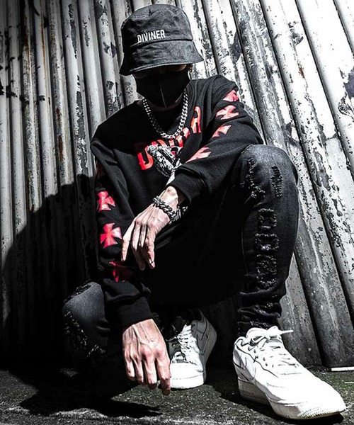DIVINER（ディヴァイナー）の「Judgment　Sweat　Shirt （ブラック×レッド（Tシャツ/カットソー・メンズ・ブラック・M/L）」の8枚目の写真