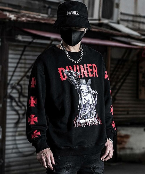 DIVINER（ディヴァイナー）の「Judgment　Sweat　Shirt （ブラック×レッド（Tシャツ/カットソー・メンズ・ブラック・M/L）」の7枚目の写真