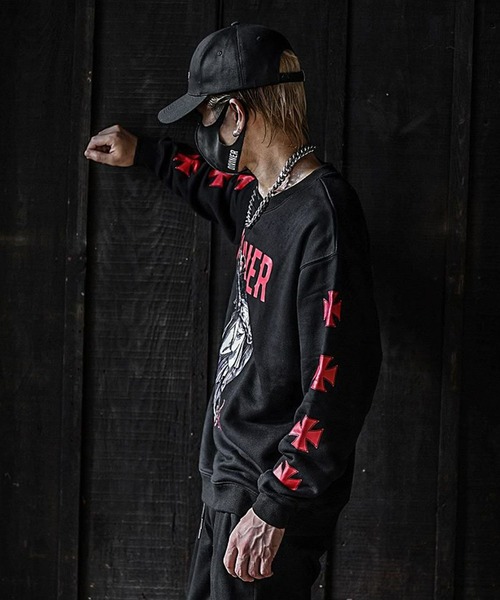 DIVINER（ディヴァイナー）の「Judgment　Sweat　Shirt （ブラック×レッド（Tシャツ/カットソー・メンズ・ブラック・M/L）」の5枚目の写真
