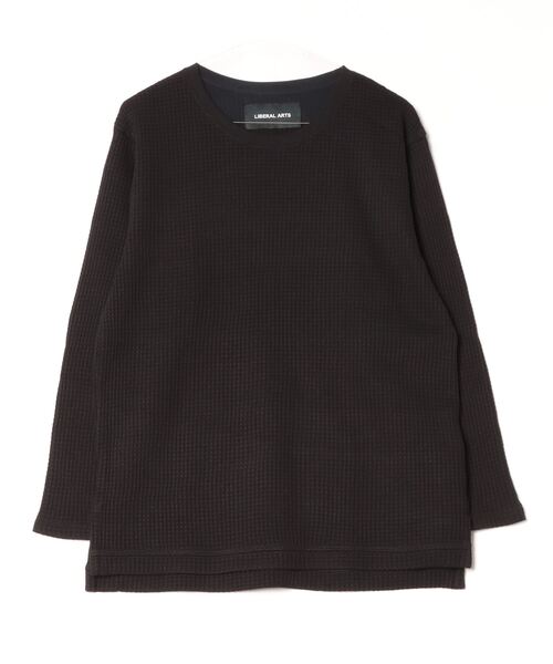 LIBERAL ARTS(リベラルアーツ)の「LIBERAL ARTS/リベラルアーツ/WAFFLE L/S T-SHIRT(Tシャツ/カットソー・メンズ・ブラック・FREE)」の1枚目の写真