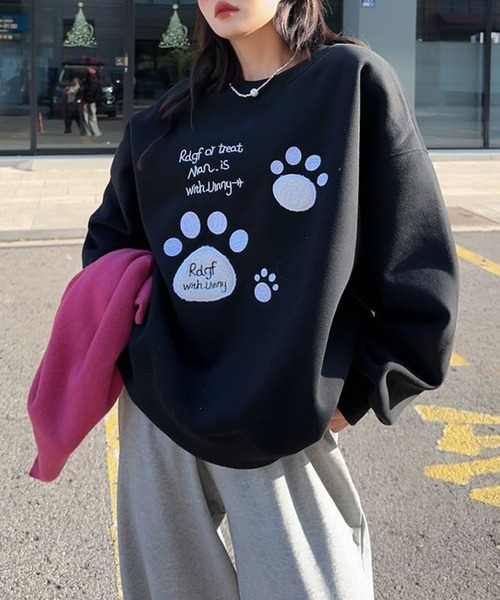 aimoha（アイモハ）の「パウプリント刺繍裏起毛スウェット