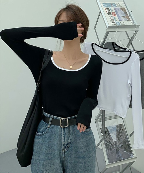 Asterellivi(アステレリビ)の「無地リンガーカットソー(Tシャツ/カットソー・レディース・ホワイト/グレー/ブラック・FREE)」の12枚目の写真