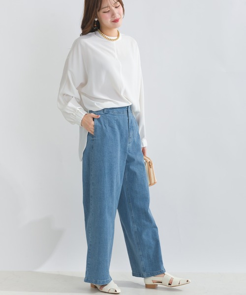 PICCIN(ピッチン)の「前後2wayストレッチドルマンブラウス(シャツ/ブラウス・レディース・オフホワイト/ブラック/サックスブルー・M)」の7枚目の写真
