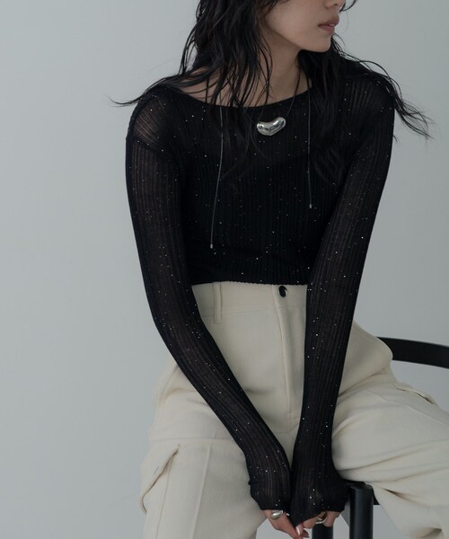 GALLEST（ギャレスト）の「シアースパンコールニット（ニット/セーター・レディース・ホワイト/グリーン/ピンク系/グレー/ブラック・38）」の2枚目の写真