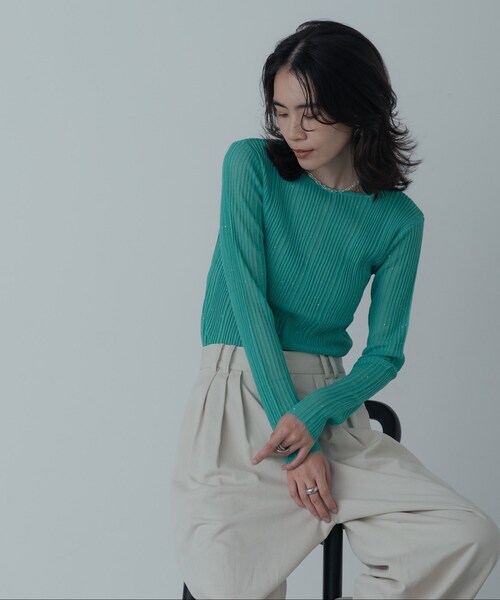 GALLEST（ギャレスト）の「シアースパンコールニット（ニット/セーター・レディース・ホワイト/グリーン/ピンク系/グレー/ブラック・38）」の8枚目の写真