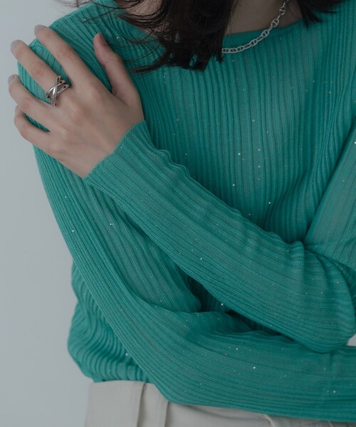 GALLEST（ギャレスト）の「シアースパンコールニット（ニット/セーター・レディース・ホワイト/グリーン/ピンク系/グレー/ブラック・38）」の7枚目の写真