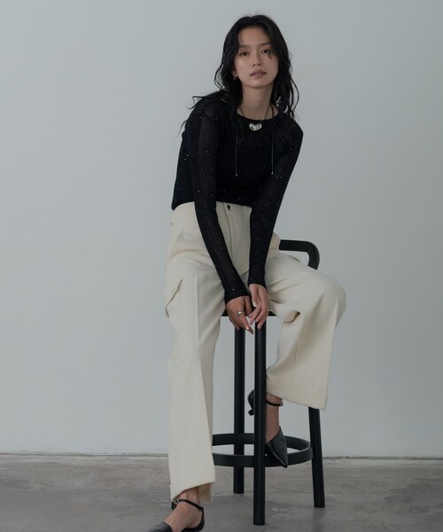 GALLEST（ギャレスト）の「シアースパンコールニット（ニット/セーター・レディース・ホワイト/グリーン/ピンク系/グレー/ブラック・38）」の14枚目の写真