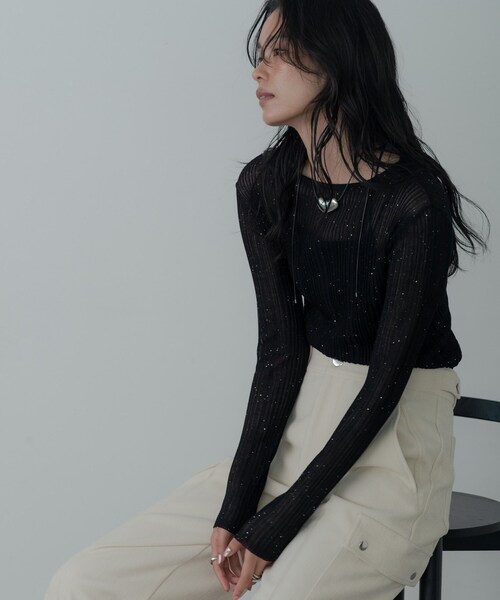 GALLEST（ギャレスト）の「シアースパンコールニット（ニット/セーター・レディース・ホワイト/グリーン/ピンク系/グレー/ブラック・38）」の18枚目の写真