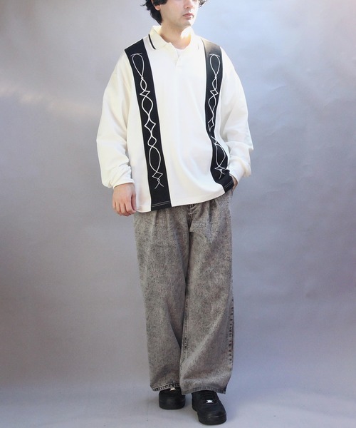 ８(eight)（エイト）の「切替刺繍ポロシャツ（ポロシャツ・メンズ・オフホワイト/ブラック・MEDIUM/LARGE）」の10枚目の写真