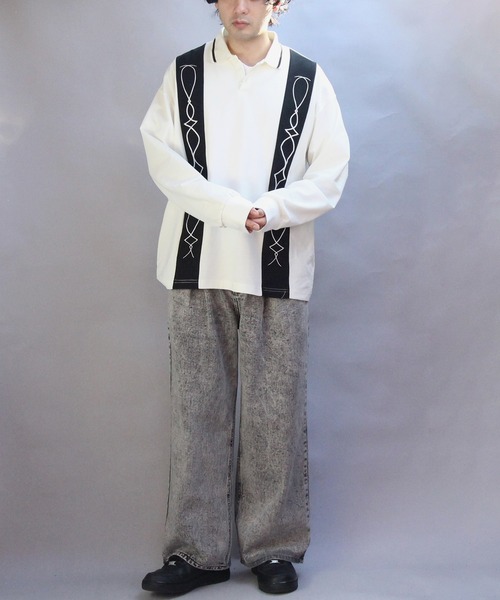 ８(eight)（エイト）の「切替刺繍ポロシャツ（ポロシャツ・メンズ・オフホワイト/ブラック・MEDIUM/LARGE）」の11枚目の写真