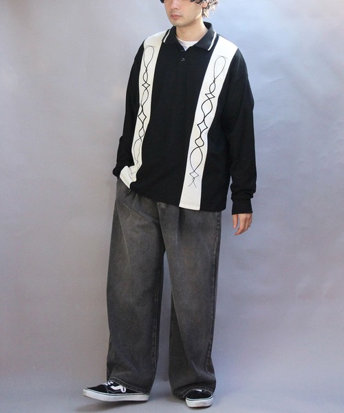 ８(eight)（エイト）の「切替刺繍ポロシャツ（ポロシャツ・メンズ・オフホワイト/ブラック・MEDIUM/LARGE）」の18枚目の写真