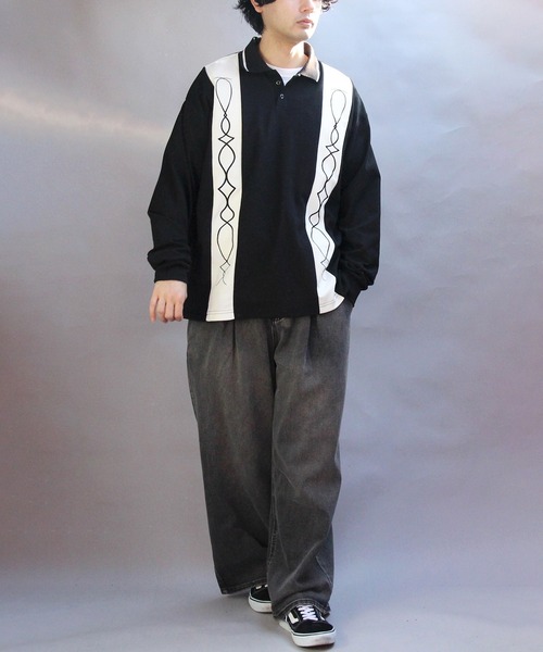 ８(eight)（エイト）の「切替刺繍ポロシャツ（ポロシャツ・メンズ・オフホワイト/ブラック・MEDIUM/LARGE）」の21枚目の写真