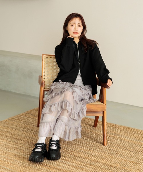 mysty woman（ミスティウーマン）の「アソート裏毛ZIPパーカー  322315（パーカー・レディース・グレー/ブラック/ピンク・FREE）」の15枚目の写真