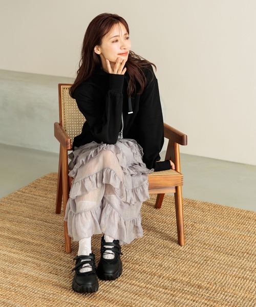 mysty woman（ミスティウーマン）の「アソート裏毛ZIPパーカー  322315（パーカー・レディース・グレー/ブラック/ピンク・FREE）」の16枚目の写真