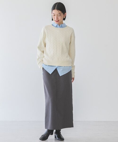 AMERICAN HOLIC（アメリカンホリック）の「イージーケアスリットタイトスカート（スカート・レディース・キャメル/杢グレー・L/M/S）」の22枚目の写真