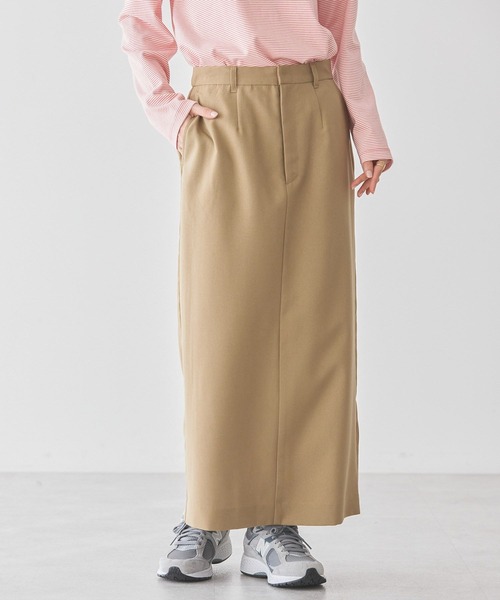 AMERICAN HOLIC（アメリカンホリック）の「イージーケアスリットタイトスカート（スカート・レディース・キャメル/杢グレー・L/M/S）」の2枚目の写真