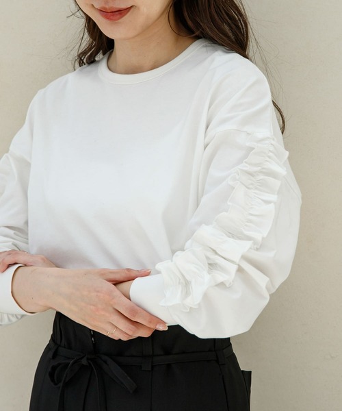URBAN RESEARCH Sonny Label(アーバンリサーチサニーレーベル)の「『WEB限定』フリルスリーブプルオーバー(Tシャツ/カットソー・レディース・オフホワイト/ブラック・FREE)」の11枚目の写真