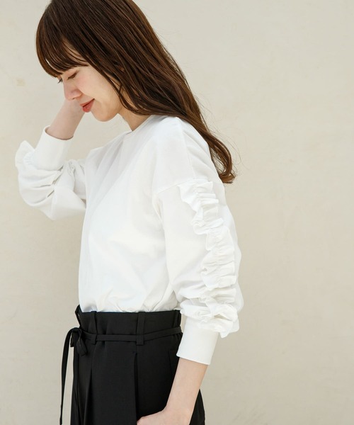URBAN RESEARCH Sonny Label(アーバンリサーチサニーレーベル)の「『WEB限定』フリルスリーブプルオーバー(Tシャツ/カットソー・レディース・オフホワイト/ブラック・FREE)」の13枚目の写真