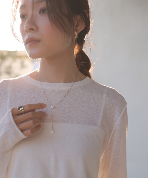 Bab（バブ）の「淡水パールIラインネックレス（ネックレス・レディース・A・ONESIZE）」の3枚目の写真