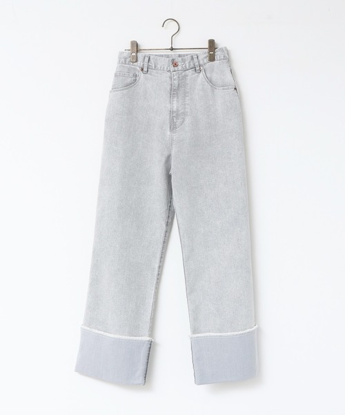 hunch（ハンチ）の「ロールアップ ワイドストレートデニムパンツ（デニムパンツ・レディース・ライトインディゴブルー/グレー/ワンウォッシュ・FREE）」の12枚目の写真