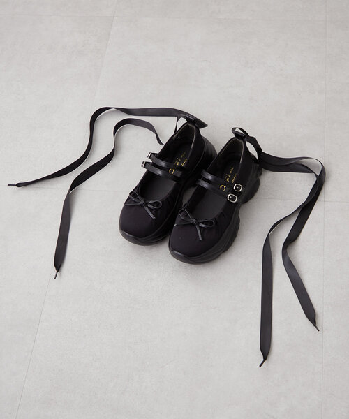 w closet（ダブルクローゼット）の「【2WAY/リボン付き】バレエ厚底シューズ（ブーツ・レディース・ピンク/ブラック/オフホワイト・SMALL/MEDIUM/LARGE）」の11枚目の写真