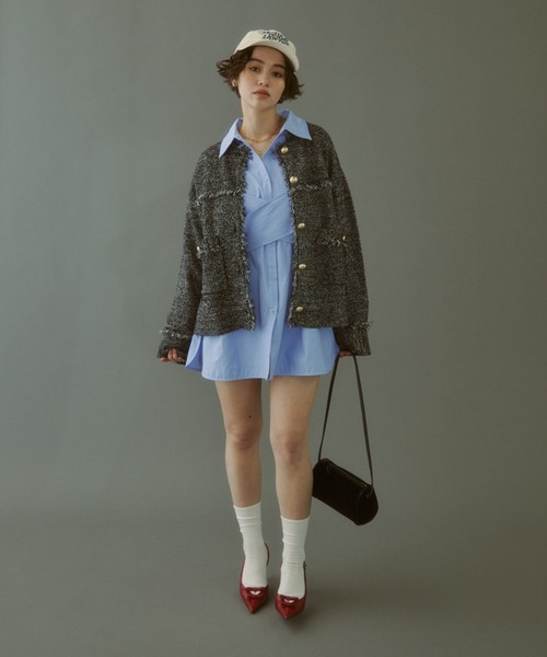カーディガン 「ZOZO限定」TWEED KNIT JACKET レディース MIRROR STOKE カーディガン 「ZOZO限定」TWEED KNIT JACKET