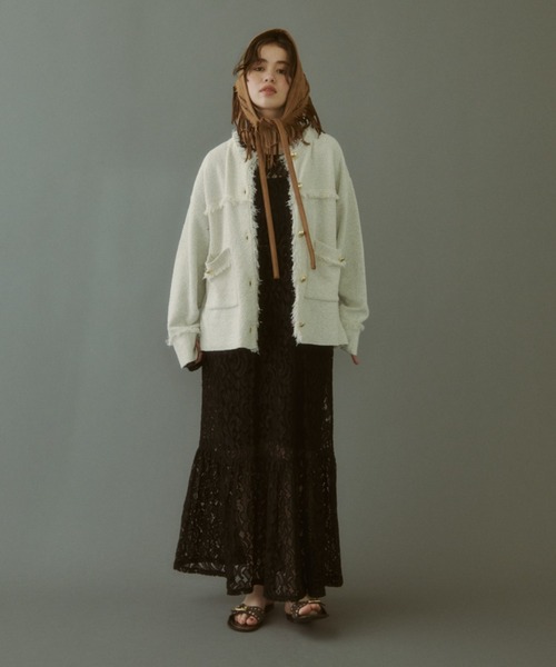 セール】【ZOZO限定】TWEED KNIT JACKET/ツイードニットジャケット