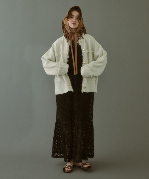 セール】【ZOZO限定】TWEED KNIT JACKET/ツイードニットジャケット