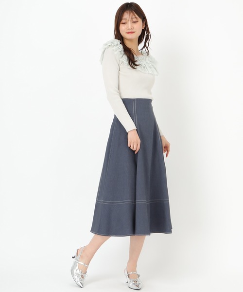MISCH MASCH(ミッシュマッシュ)の「バックレースアップポリデニムスカート(スカート・レディース・ネイビー/アイボリー/ブルー・S/M)」の7枚目の写真