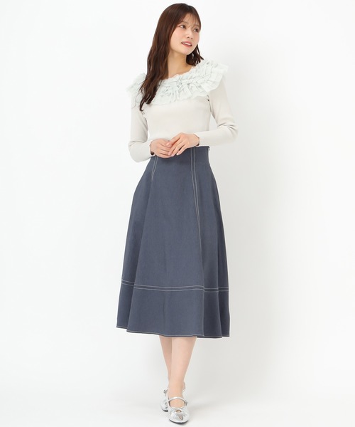 MISCH MASCH(ミッシュマッシュ)の「バックレースアップポリデニムスカート(スカート・レディース・ネイビー/アイボリー/ブルー・S/M)」の8枚目の写真
