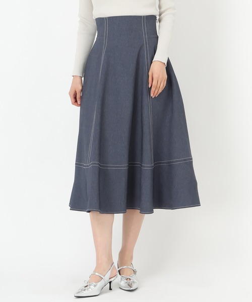 セール】2025春夏新作 バックレースアップポリデニムスカート