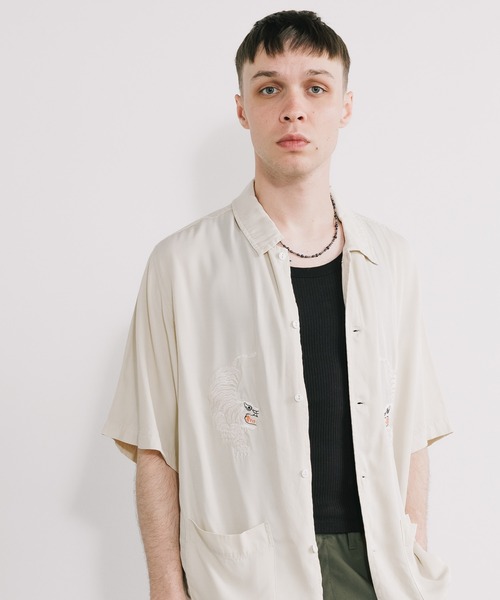 REMI RELIEF(レミレリーフ)の「REMI RELIEF/レミレリーフ レーヨンツイル スカ柄 S/S SHIRT(刺繍) 半袖シャツ(シャツ/ブラウス・メンズ・オフホワイト/ネイビー・M/L/XL)」の17枚目の写真