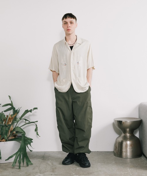 REMI RELIEF(レミレリーフ)の「REMI RELIEF/レミレリーフ レーヨンツイル スカ柄 S/S SHIRT(刺繍) 半袖シャツ(シャツ/ブラウス・メンズ・オフホワイト/ネイビー・M/L/XL)」の20枚目の写真